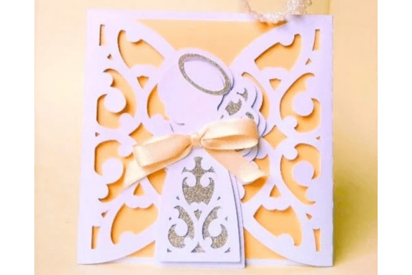 ANGEL CARD. 3D SVG Templates for Baptism