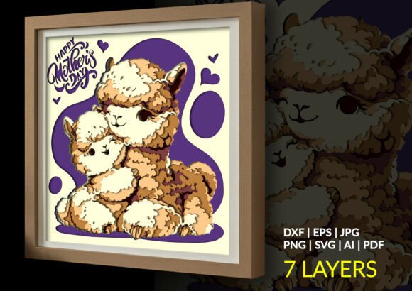 Baby Alpaca Mother Day Shadow Box 3D SVG Review