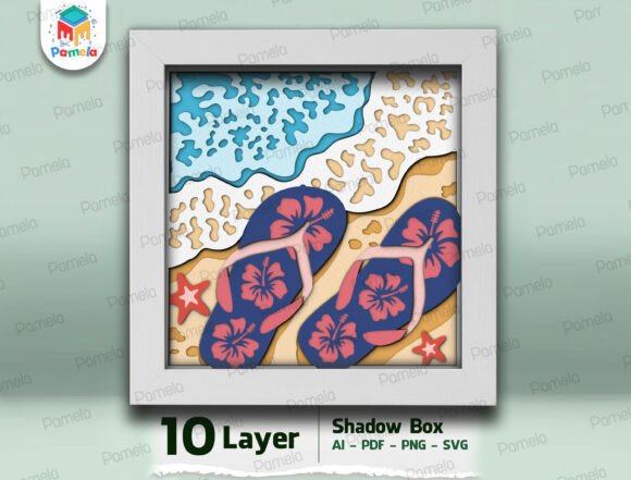 Beach Flip Flops Shadow Box SVG: A Designer's Review