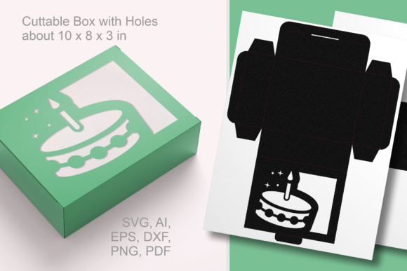 Birthday Cake Cutout Rectangular Box SVG: 3D SVG for Birthdays