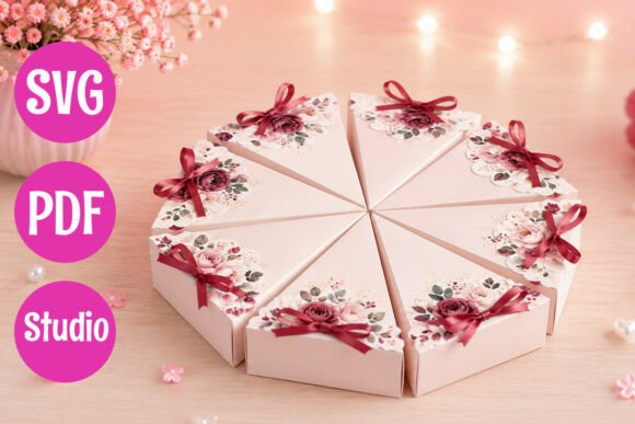 Cake Slice Box Template: 3D SVG for Life Events And Celebrations