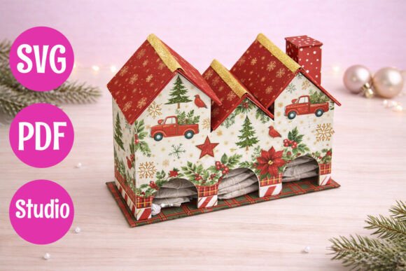 Cardboard Tea Storage House: A 3D SVG Christmas Asset
