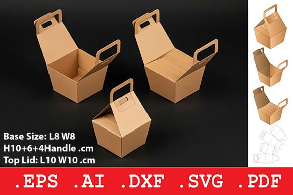 Carry Handle Open Top Gift Basket Box: A 3D SVG for Objects