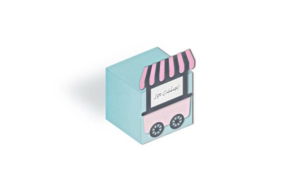 Cart Lemonade Stand Cube Gift Box: 3D SVG for Birthdays
