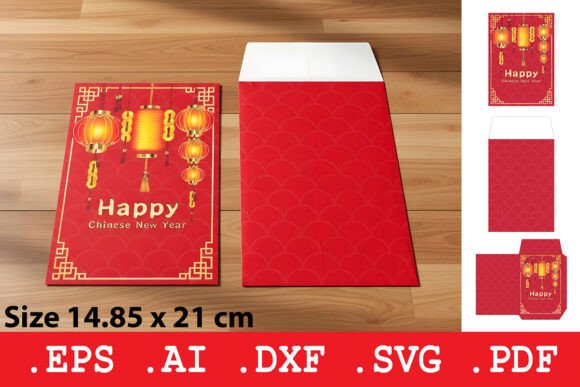 Chinese New Year Red Envelope Template 3D SVG Objects