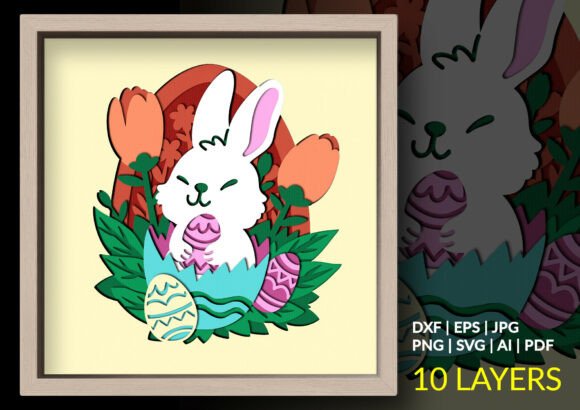 Easter Bunny Egg Shell Shadow Box 3D SVG Review