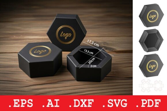 Elegant Hexagonal Gift Box: Premium 3D SVG Objects
