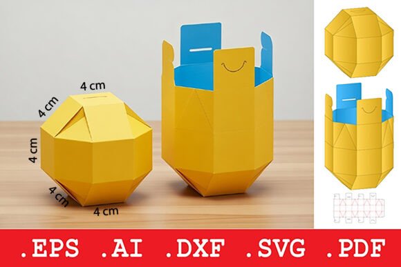 Faceted Geometric Gift Box 3D SVG Objects