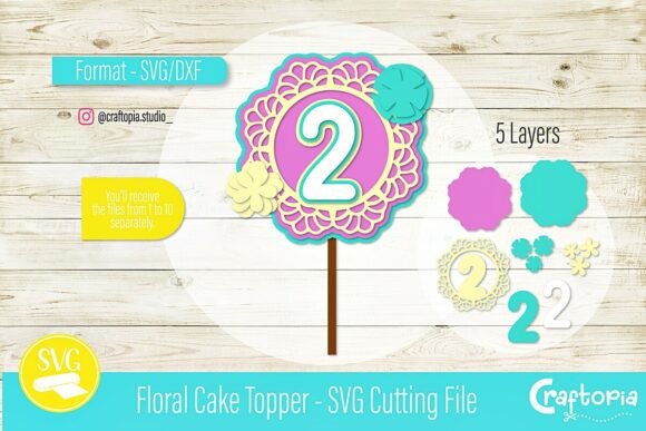 Floral Cake Topper – 3D SVG for Birthdays