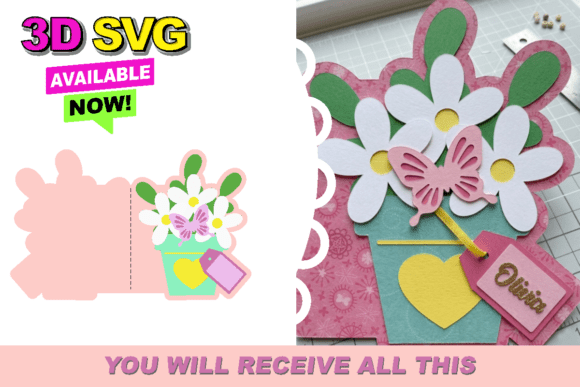 Floral Pot Greeting Card SVG: A 3D SVG Review for Cards