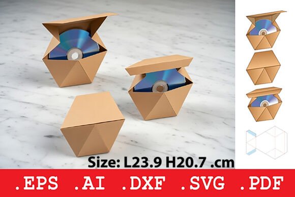 Hexagon CD Disk Envelope 3D SVG Objects