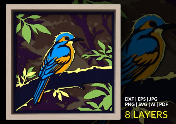 Kingfisher Bird Shadow Box SVG: A 3D SVG Review