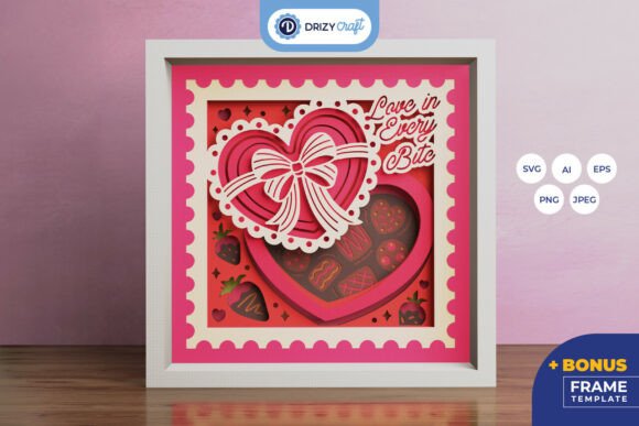 Love in Every Bite Shadow Box 3D SVG