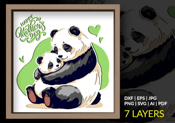 Mother Baby Panda Mother Day Shadow Box: 3D SVG Review