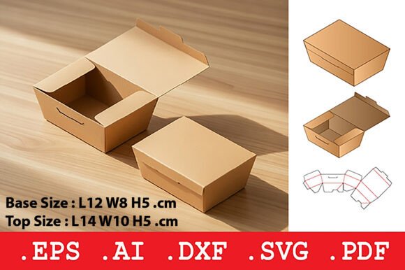 Rectangular Food Box with Locking Tabs 3D SVG