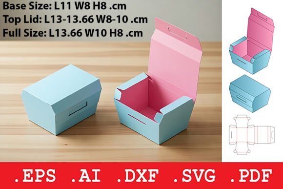 Rectangular Hinged Lid Tray Box: 3D SVG Objects for Blogs