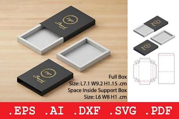 Rectangular Sliding Tray Retail Box 3D SVG Objects