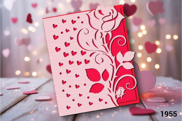Rose Heart Valentine Card SVG Layer 1955: A 3D SVG for Valentine S Day