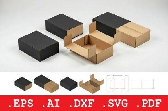 Sliding Sleeve Tray Retail Gift Box 3D SVG