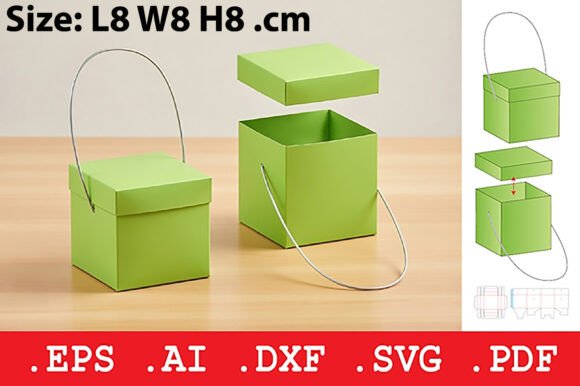 Square Wire Handle Gift Box 3D SVG Objects