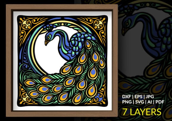 Stained Glass Peacock Shadow Box: 3D SVG Review