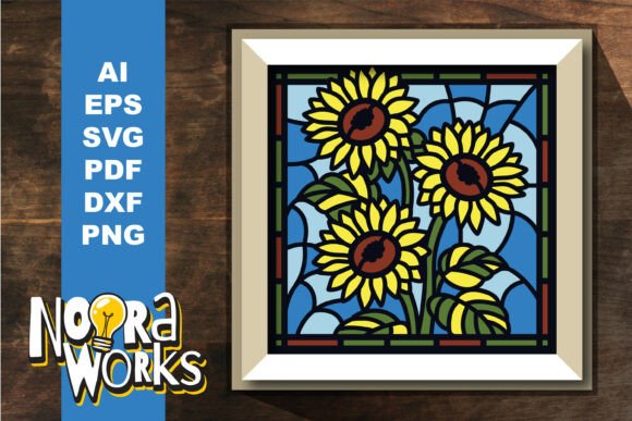 Sunflower Stained Glass Shadowbox SVG