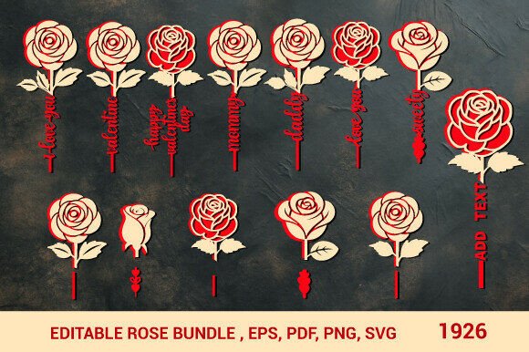 Valentine's Love Message Roses SVG 3D